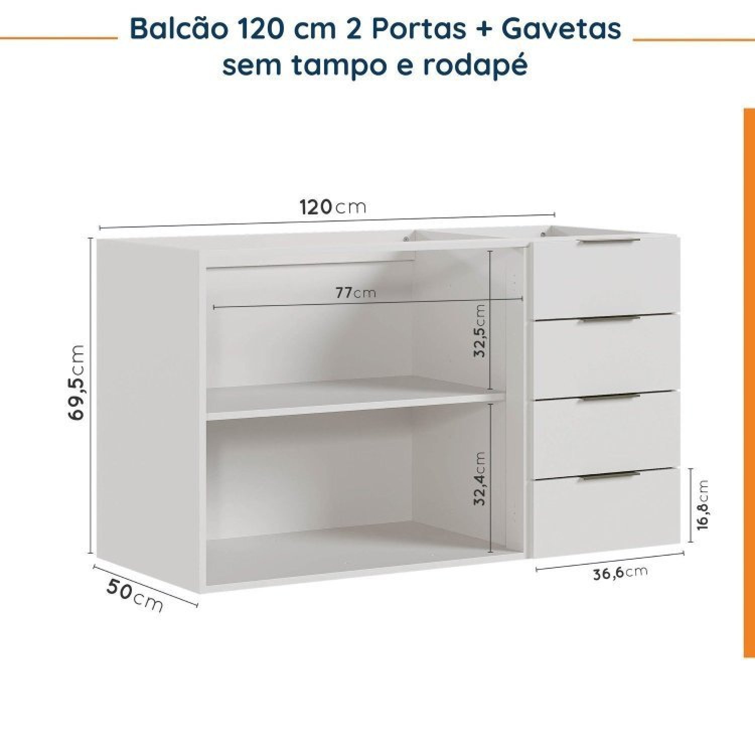 Cozinha Modulada 4 Peças sem Tampo 2 Aéreos 5 Portas e 2 Balcões Ipanema CabeCasa MadeiraMadeira - 16