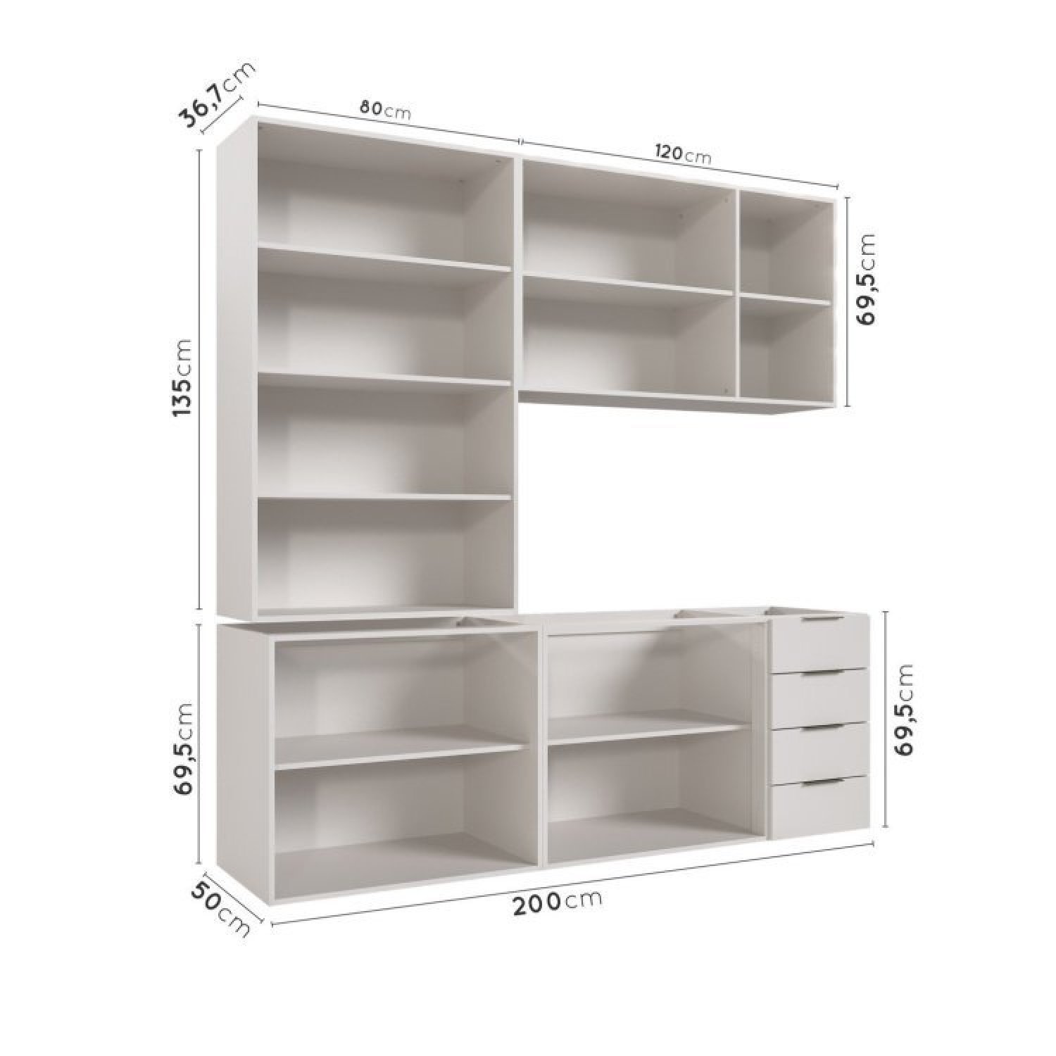 Cozinha Modulada 4 Peças sem Tampo 2 Aéreos 5 Portas e 2 Balcões Ipanema CabeCasa MadeiraMadeira - 4