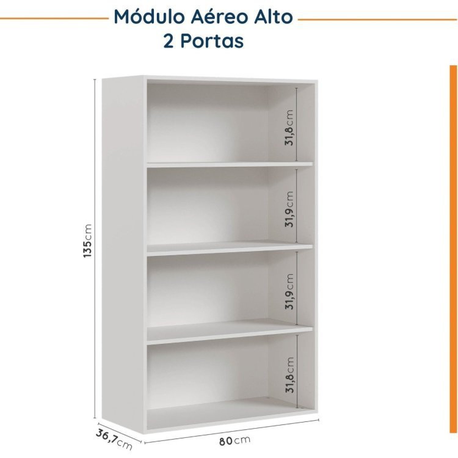 Cozinha Modulada 4 Peças sem Tampo 2 Aéreos 5 Portas e 2 Balcões Ipanema CabeCasa MadeiraMadeira - 12