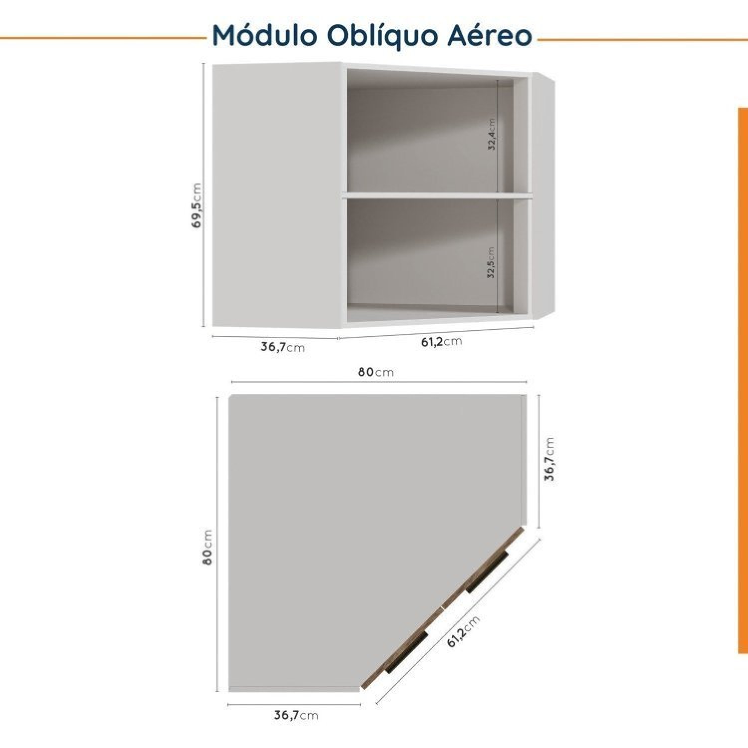 Cozinha Modulada 6 Peças com Tampo 3 Aéreos e 3 Balcões Ipanema CabeCasa MadeiraMadeira - 14