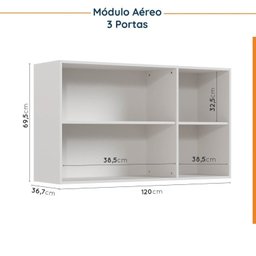 Cozinha Modulada 6 Peças com Tampo 3 Aéreos e 3 Balcões Ipanema CabeCasa MadeiraOriginals - 12