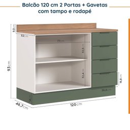 Cozinha Modulada 6 Peças com Tampo 3 Aéreos e 3 Balcões Ipanema CabeCasa MadeiraOriginals - 16