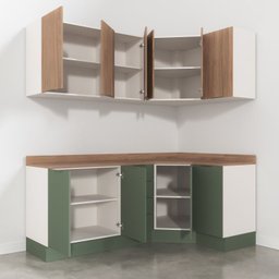 Cozinha Modulada 6 Peças com Tampo 3 Aéreos e 3 Balcões Ipanema CabeCasa MadeiraOriginals Verde/Acác - 11 Cozinha Modulada 6 Peças com Tampo 3 Aéreos e 3 Balcões Ipanema CabeCasa MadeiraOriginals Verde/Acác - 11