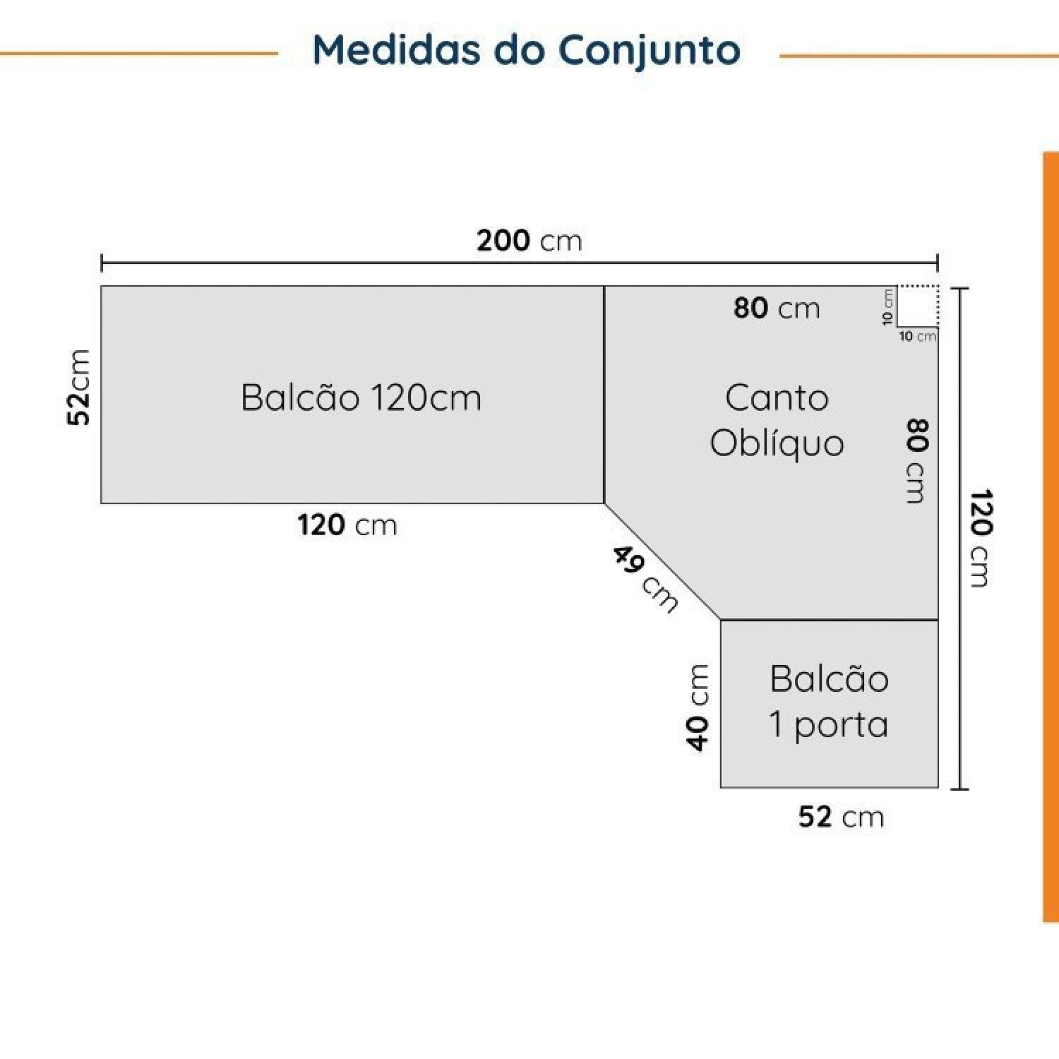 Cozinha Modulada 6 Peças com Tampo 3 Aéreos e 3 Balcões Ipanema CabeCasa MadeiraMadeira - 4