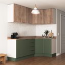 Ver imagem 3 de Cozinha Modulada 6 Peças com Tampo 3 Aéreos e 3 Balcões Ipanema CabeCasa MadeiraOriginals Verde/Acác