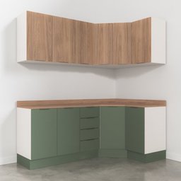 Cozinha Modulada 6 Peças com Tampo 3 Aéreos e 3 Balcões Ipanema CabeCasa MadeiraOriginals Verde/Acác - 10 Cozinha Modulada 6 Peças com Tampo 3 Aéreos e 3 Balcões Ipanema CabeCasa MadeiraOriginals Verde/Acác - 10