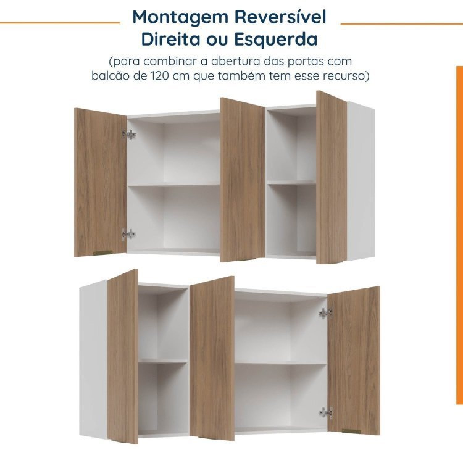 Cozinha Modulada 4 Peças com Tampo 2 Aéreos 5 Portas e 2 Balcões Ipanema CabeCasa MadeiraMadeira - 15