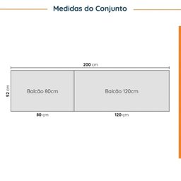 Cozinha Modulada 4 Peças com Tampo 2 Aéreos 5 Portas e 2 Balcões Ipanema CabeCasa MadeiraMadeira - 7