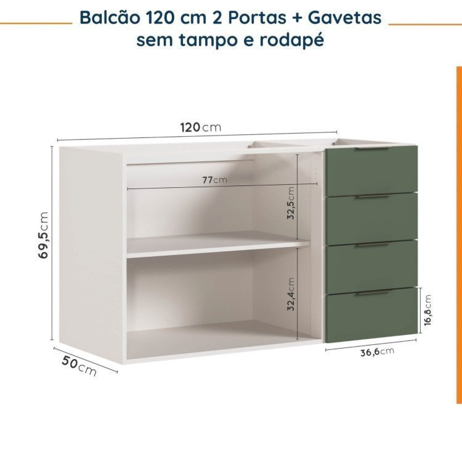 Cozinha Modulada 6 Peças Sem Tampo 3 Aéreos e 3 Balcões Ipanema CabeCasa MadeiraMadeira - 15