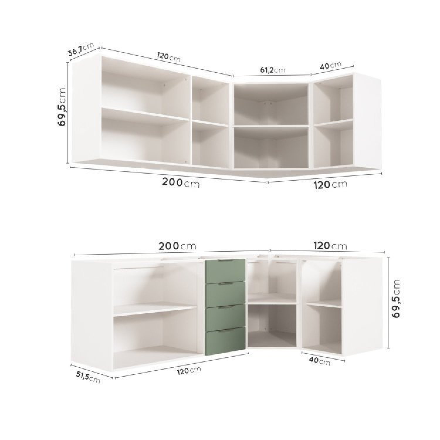 Cozinha Modulada 6 Peças Sem Tampo 3 Aéreos e 3 Balcões Ipanema CabeCasa MadeiraMadeira - 6