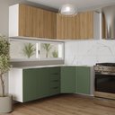 Ver imagem 1 de Cozinha Modulada 6 Peças sem Tampo 3 Aéreos e 3 Balcões Ipanema CabeCasa MadeiraOriginals Verde/Acác