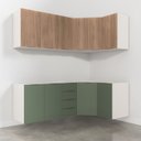 Ver imagem 3 de Cozinha Modulada 6 Peças sem Tampo 3 Aéreos e 3 Balcões Ipanema CabeCasa MadeiraOriginals Verde/Acác