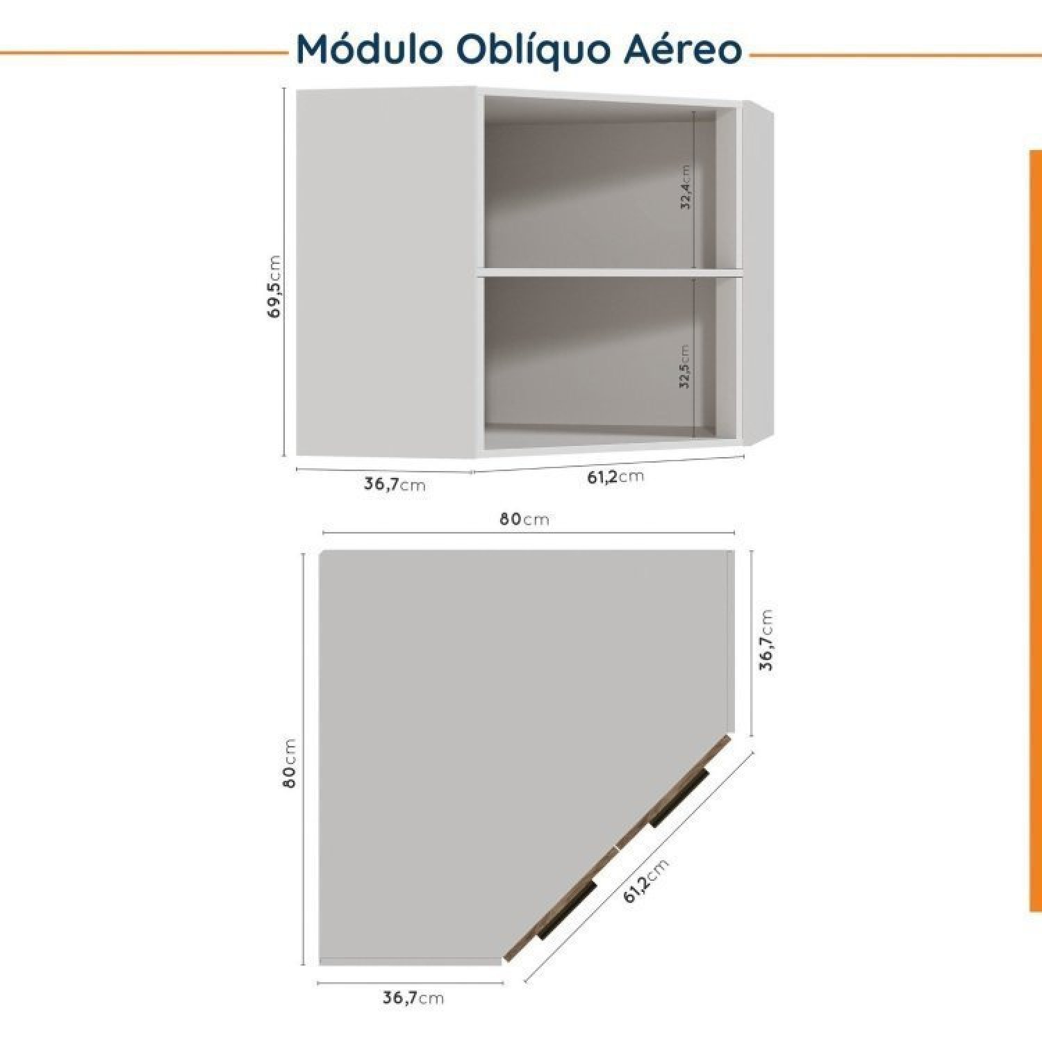 Cozinha Modulada 6 Peças Sem Tampo 3 Aéreos e 3 Balcões Ipanema CabeCasa MadeiraMadeira - 13