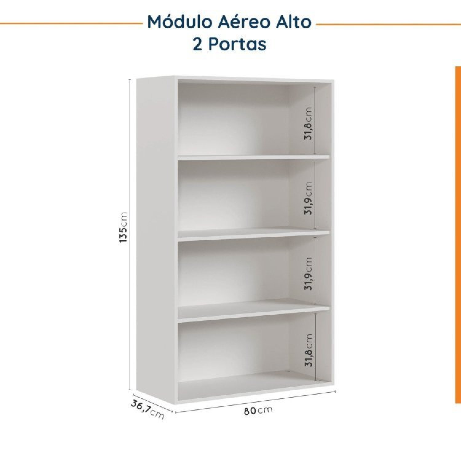 Cozinha Modulada 4 Peças sem Tampo 2 Aéreos 5 Portas e 2 Balcões Ipanema CabeCasa MadeiraMadeira - 12