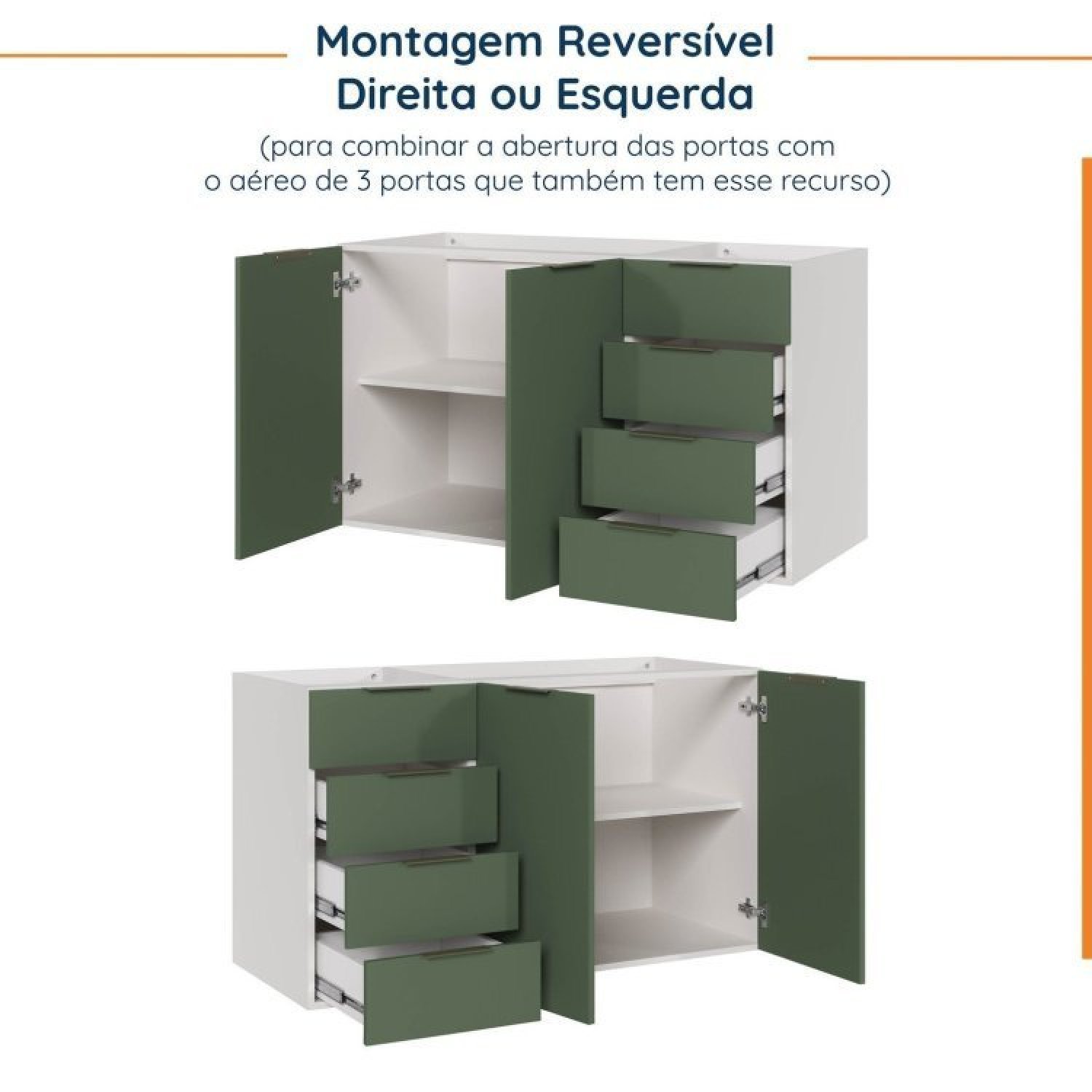 Cozinha Modulada 4 Peças sem Tampo 2 Aéreos 5 Portas e 2 Balcões Ipanema CabeCasa MadeiraMadeira - 17