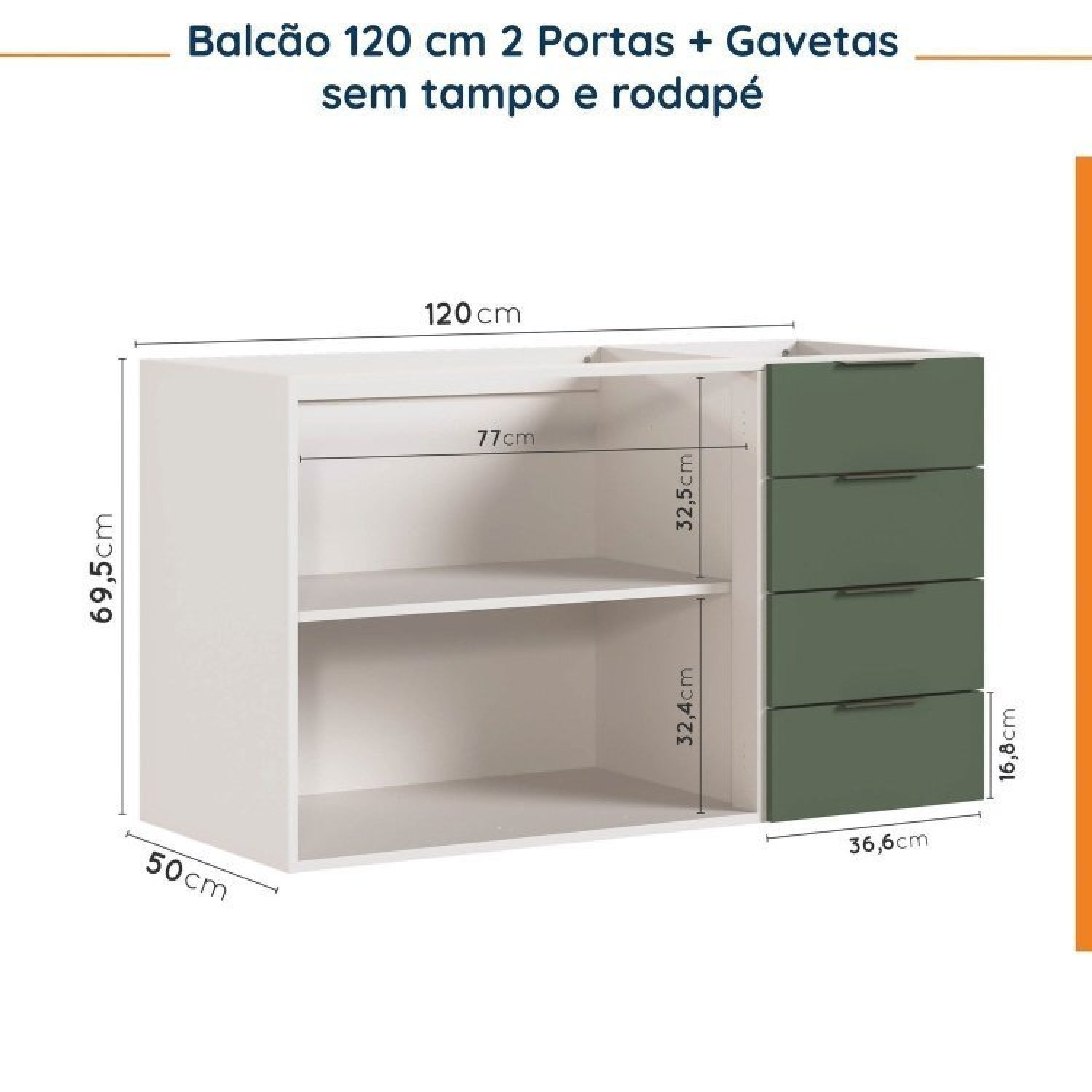 Cozinha Modulada 4 Peças sem Tampo 2 Aéreos 5 Portas e 2 Balcões Ipanema CabeCasa MadeiraMadeira - 16