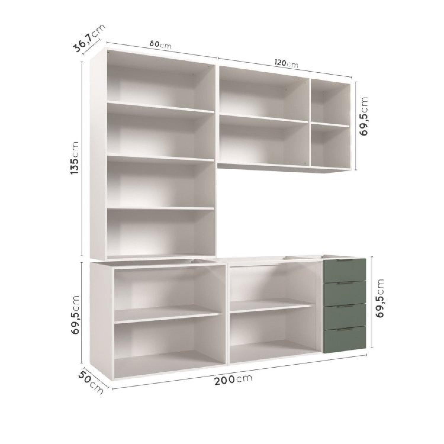 Cozinha Modulada 4 Peças sem Tampo 2 Aéreos 5 Portas e 2 Balcões Ipanema CabeCasa MadeiraMadeira - 4