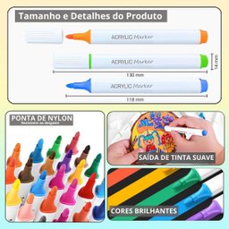 Super Kit Estojo Canetinhas Profissional Permanente Ponta Dura 1°linha Touch 60 Cores Acrilic Maker - 12