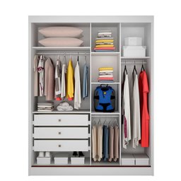 Guarda Roupa Carrara 2 Portas 3 Gavetas com Espelho Clic Moveis - 2