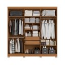 Ver imagem 4 de Guarda-Roupa Casal 6 Portas e 2 Gavetas com Espelho e Pés 235cm x 230cm Open Marrom/Canela