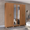Ver imagem 1 de Guarda-Roupa Casal 6 Portas e 2 Gavetas com Espelho e Pés 235cm x 230cm Open Marrom/Canela
