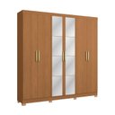 Ver imagem 2 de Guarda-Roupa Casal 6 Portas e 2 Gavetas com Espelho e Pés 235cm x 230cm Open Marrom/Canela