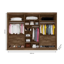 Guarda Roupa 6 Portas 2 Portas Ripadas Potente com Espelho 100% Mdf Brauna - Móveis Europa - 4