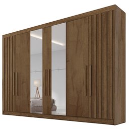 Guarda Roupa 6 Portas 2 Portas Ripadas Potente com Espelho 100% Mdf Brauna - Móveis Europa - 2