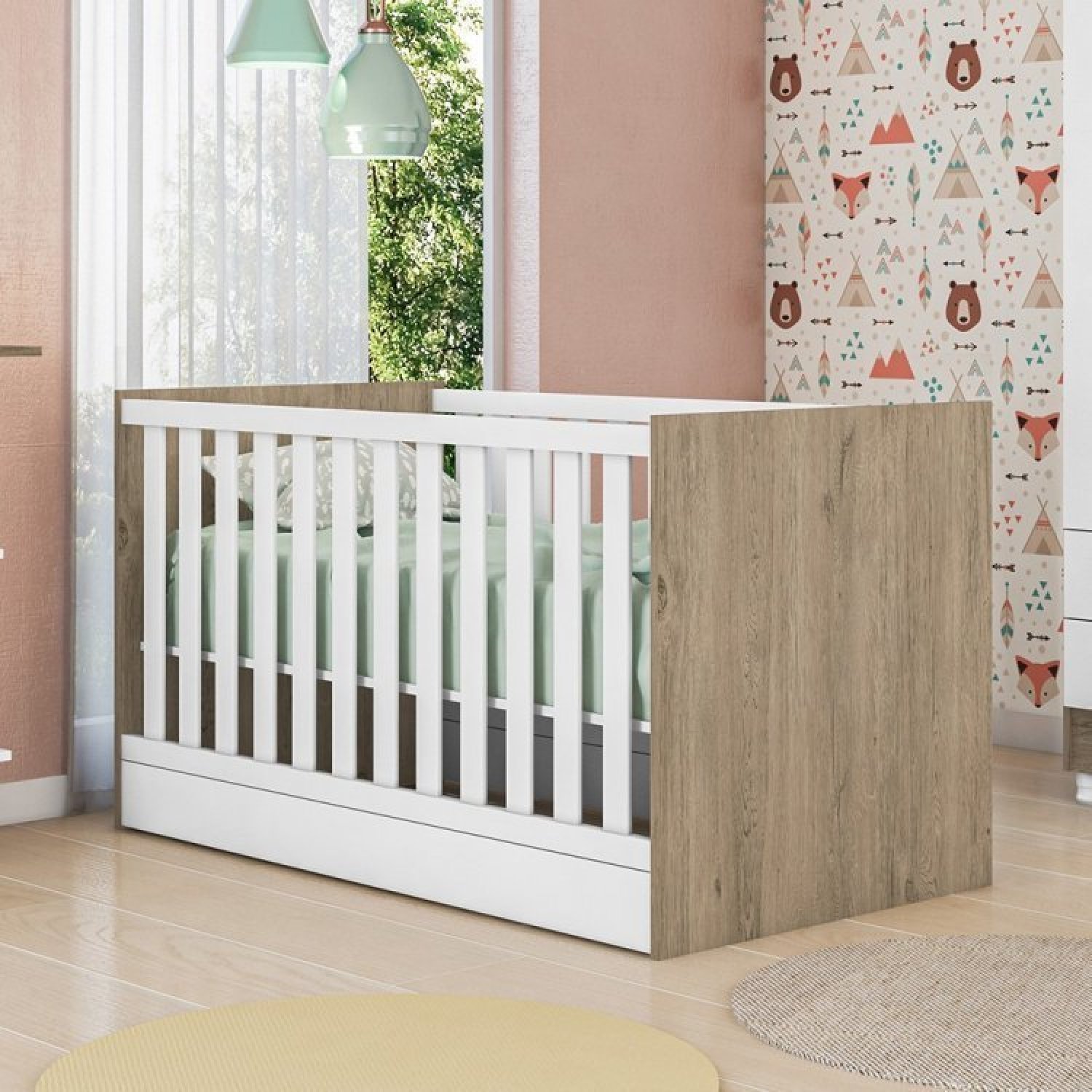 Quarto de Bebê Completo Berço Mini Cama e Guarda Roupa 3 Portas Q Encanto - 8
