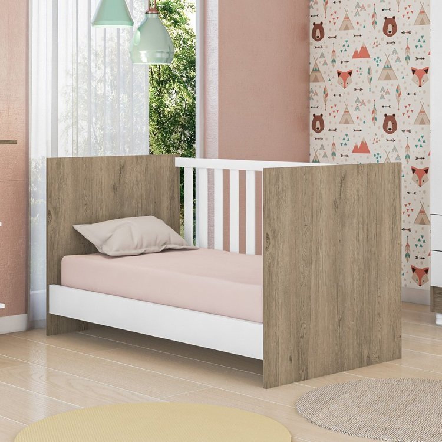 Quarto de Bebê Completo Berço Mini Cama e Guarda Roupa 3 Portas Q Encanto - 6