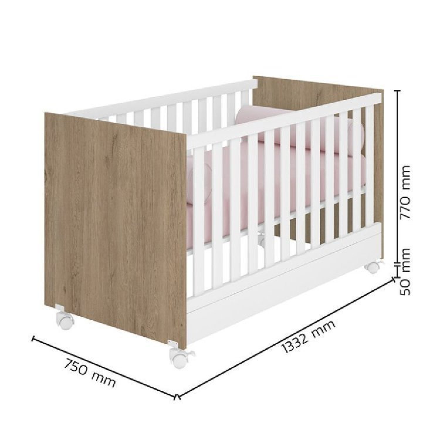 Quarto de Bebê Completo Berço Mini Cama e Guarda Roupa 3 Portas Q Encanto - 5
