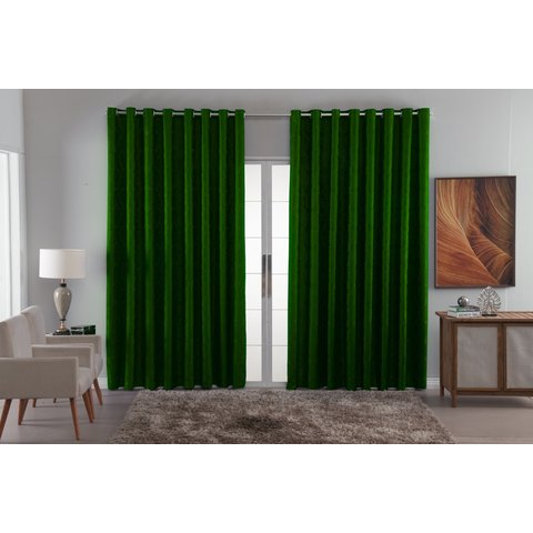 Cortina Jacquard Luxo em Tecido Semi Blackout Sala 5,00x2,80:verde Musgo