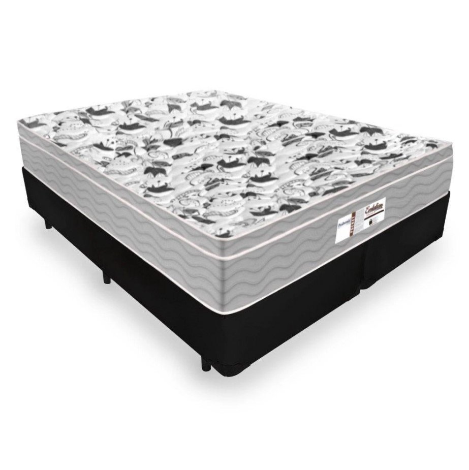 Base Box Queen Tecido Sintético Preto com Colchão de Molas Ensacadas - Probel Evolution - 1