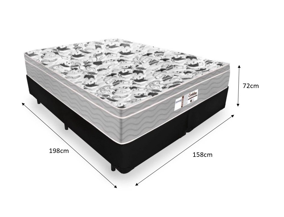 Base Box Queen Tecido Sintético Preto com Colchão de Molas Ensacadas - Probel Evolution - 2