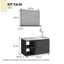 Ver imagem 4 de Gabinete para Banheiro com Lavatorio e Espelho em Aço Caju Preto