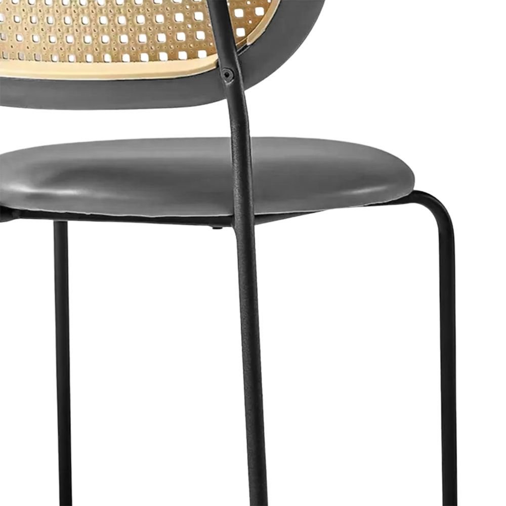 Ver imagem 3 de Kit 6 Cadeiras Jantar Velvet Encosto Rattan Estofado Cinza