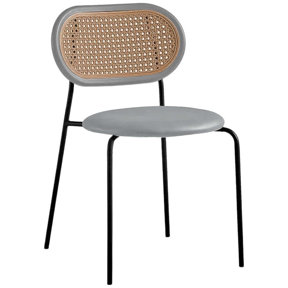 Ver imagem 2 de Kit 6 Cadeiras Jantar Velvet Encosto Rattan Estofado Cinza