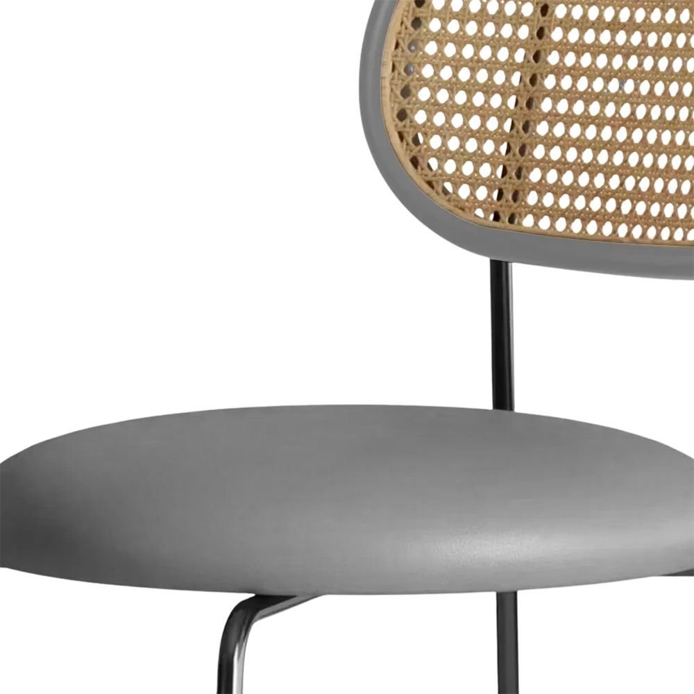 Ver imagem 4 de Kit 6 Cadeiras Jantar Velvet Encosto Rattan Estofado Cinza