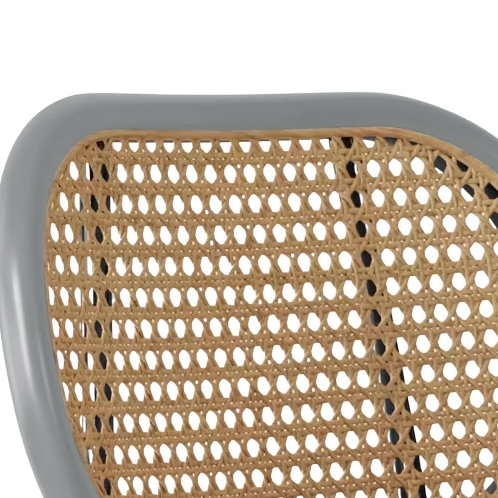 Ver imagem 5 de Kit 6 Cadeiras Jantar Velvet Encosto Rattan Estofado Cinza