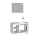 Ver imagem 3 de Gabinete para Banheiro com Lavatorio e Espelho em Aço Caju Branco
