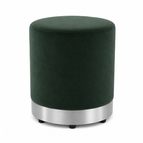 Kit de Puff com Rodapé Prata, Cor Verde Veludo - Let Móveis