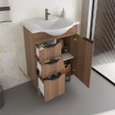 Ver imagem 3 de Kit Conjunto de Balcão para Banheiro Crystal 60cm Nogal Fabribam