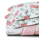 Ver imagem 2 de Kit Cobre Leito Colcha Maris Casal Padrão Estampado Dupla Face Percalle 200 Fios 3 Peças Hortênsia S