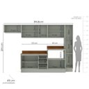 Ver imagem 6 de Cozinha Koya 6 Peças 316,8cm Armários Aéreos Paneleiro Balcões com Tampo Rodapé Verde 250050