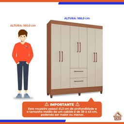 Guarda-Roupas Star 100% MDF Tuboarte 6 Portas 2 Gavetas - 3