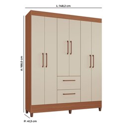 Guarda-Roupas Star 100% MDF Tuboarte 6 Portas 2 Gavetas - 2