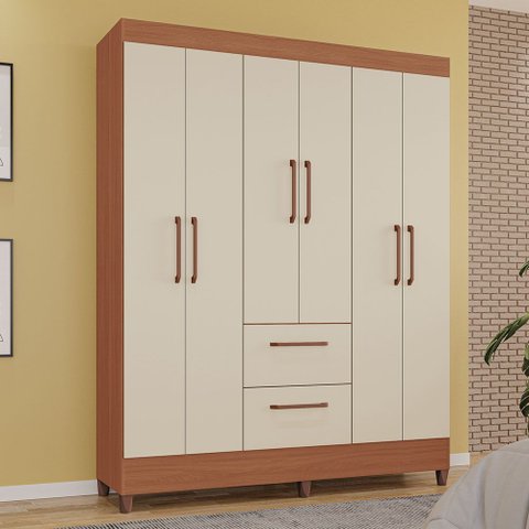 Guarda-Roupas Brilho 100% MDF 6 Portas 2 Gavetas