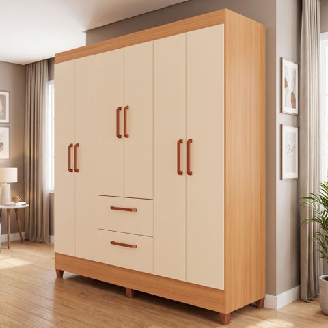 Guarda-Roupas Brilho 100% MDF 6 Portas 2 Gavetas