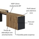Ver imagem 6 de Mesa Escritorio Office 180x160 Cm 25856 Nogal Sevilha Preto Artesano