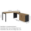 Ver imagem 3 de Mesa Escritorio Office 180x160 Cm 25856 Nogal Sevilha Preto Artesano